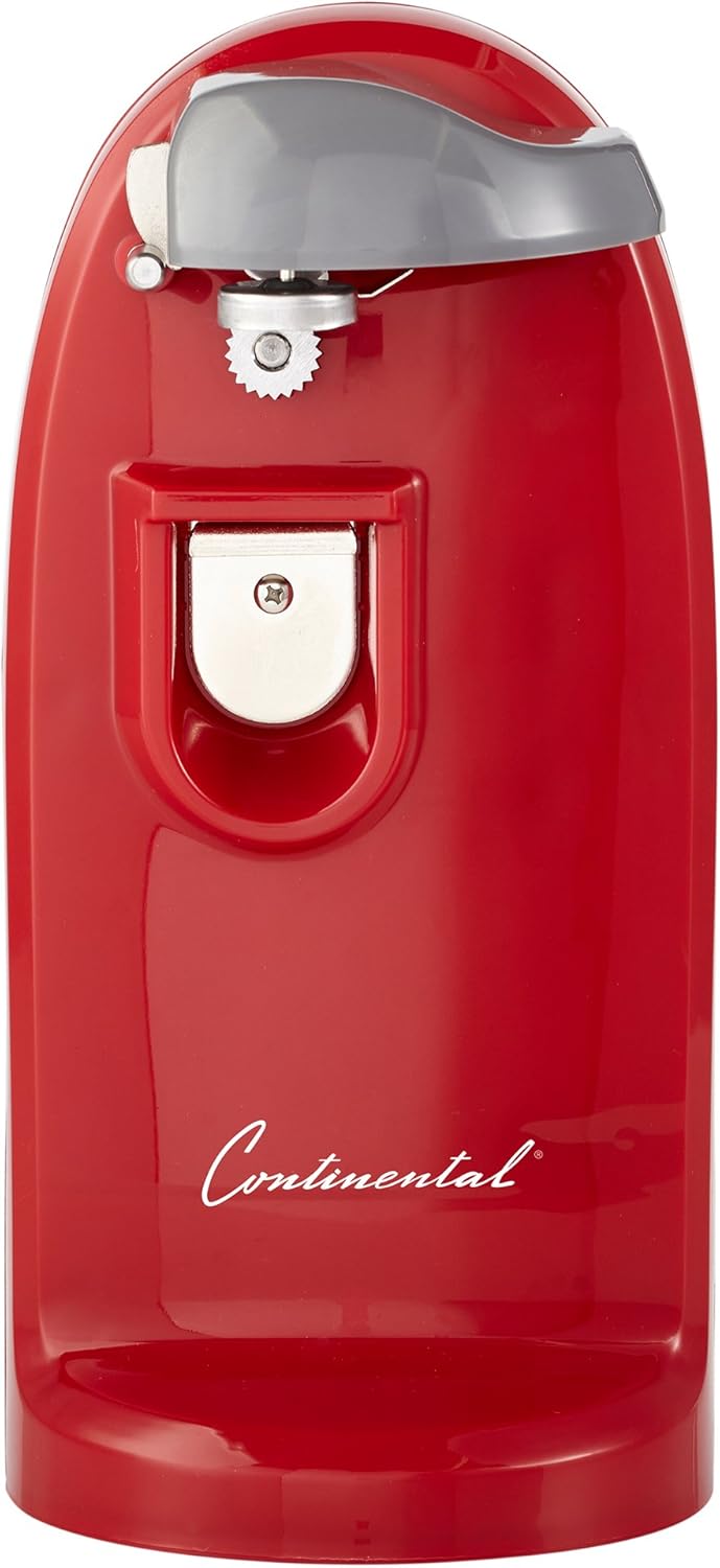 Continental Electric CE22261 Tall Can Opener, Bottle Opener, Knife Sharpener, White