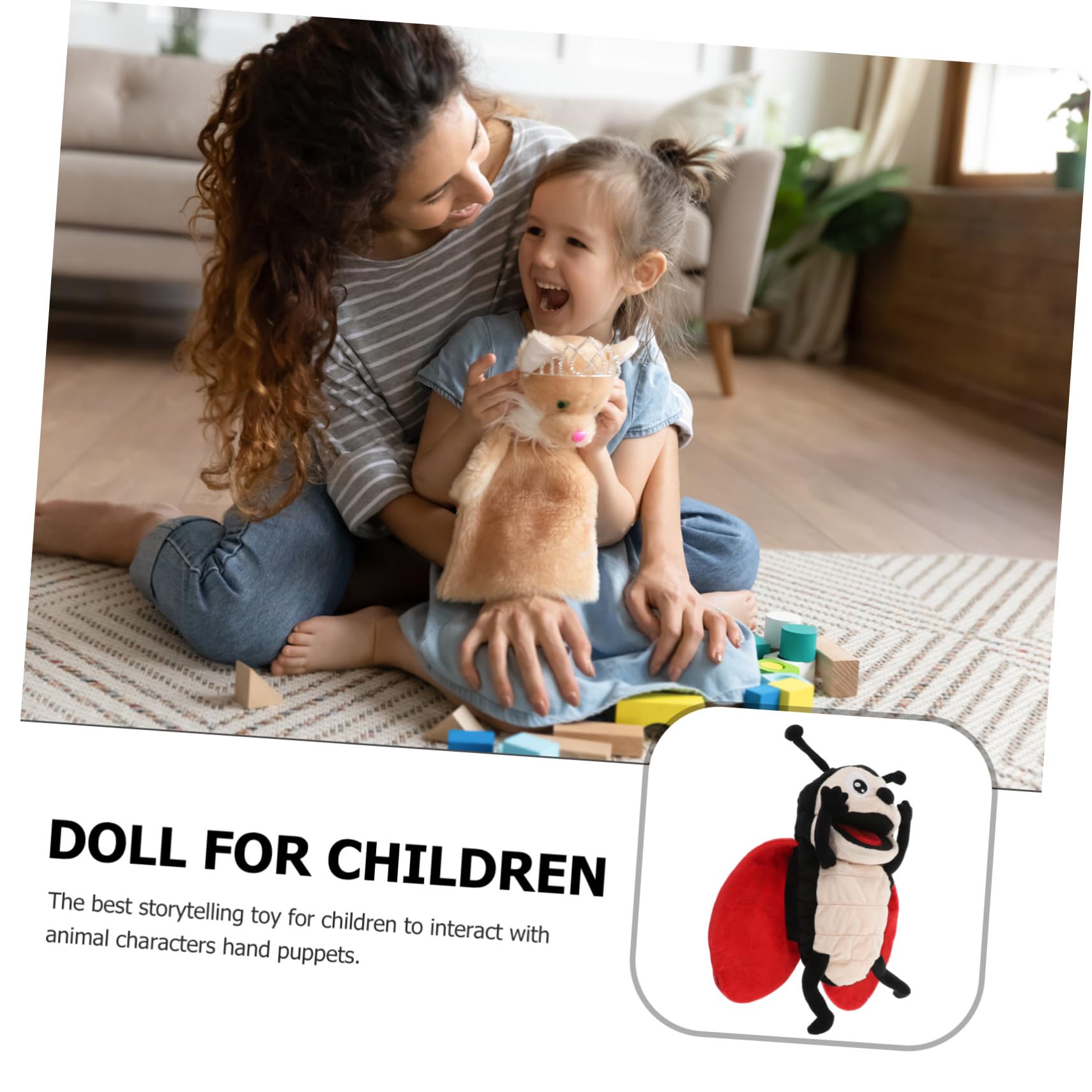 minkissy Marioneta de Mano Algodón PP y Felpa de Mariquita de Peluche Ligera y Cómoda para Jugar en Interiores y Exteriores