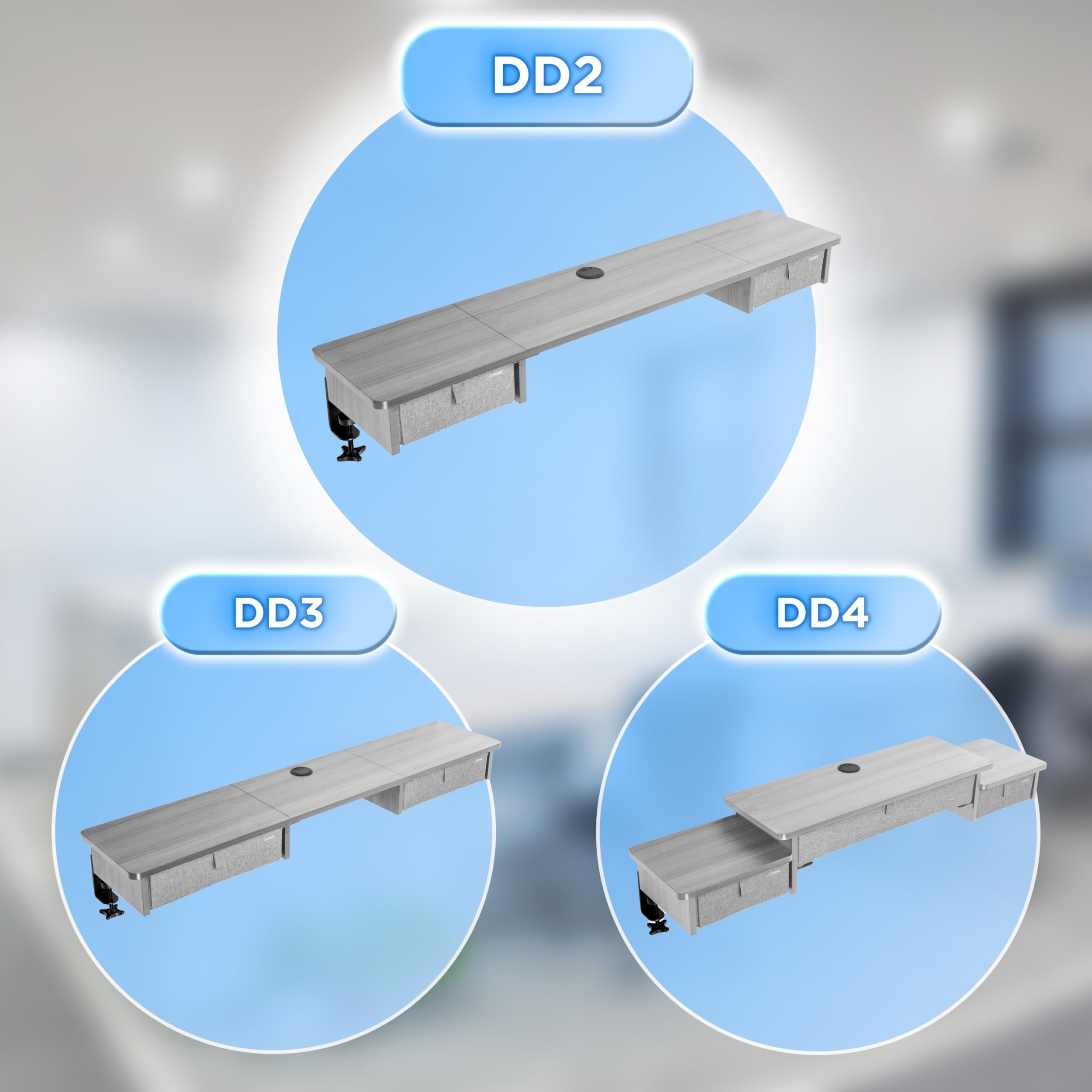 Duronic DD2 GY 120 cm DeskTop Grigio con 2 cassetti | Compatibile con tutti i Desk Top da 120 cm | Accessorio per scrivania | Professionale estetico e organizzato | Superficie per sollevare lo schermo