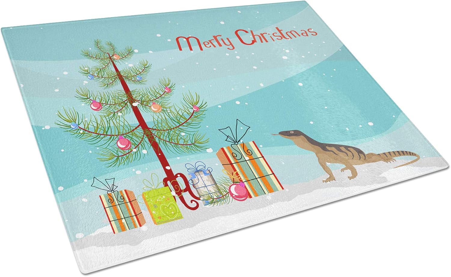 Caroline's Treasures CK4464LCB Satin Mouse Merry Christmas Glass Cutting Board Large Decorative Tempered Glass Kitchen Cutting and Serving Board Large Size Chopping Board