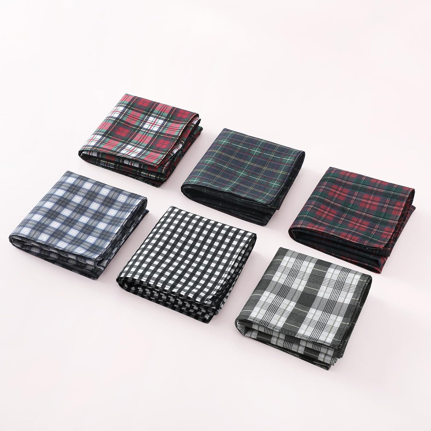 HOULIFE Men's Handkerchief, Soft Cotton Checkered Handkerchiefs Gift Set