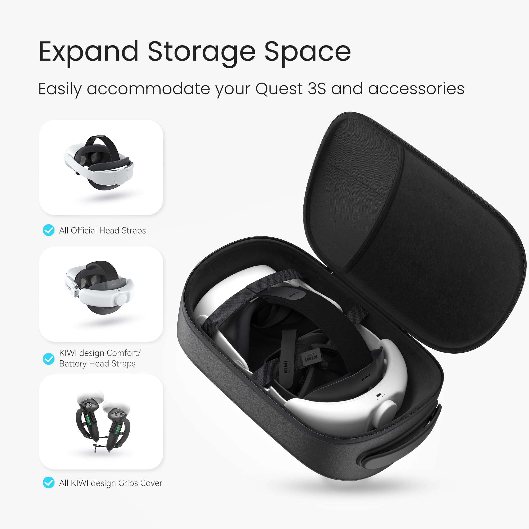 Amazon.com: KIWI design Carrying Case Compatible with Quest 3S 