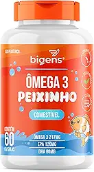 Ômega 3 Peixinho, Concentrado em EPA e DHA, Sabor laranja, 60 Caps Mastigáveis, Bigens