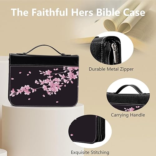 Miniatura 3 de RAUEDWDJS Funda para Biblia o libro, funda de piel sintética para mujeres y niñas, protector de la Biblia con asa y bolsillo con cremallera,
