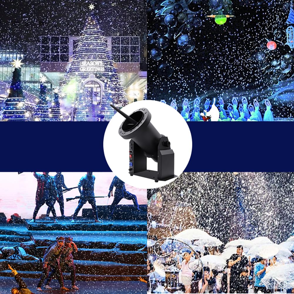 PRUJOY Macchina per la Neve Professionale silenziosa 2000W Macchina per Fiocchi di Neve Colorati con DMX/Telecomando, Macchina per la Neve a LED DMX/Telecomando