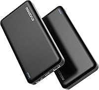 EVOPOW 2 Pack Slim 10000mAh Power Bank: USB-C In/Out Fast Charging for iPhone 16/15 Samsung S23 Pixel - Ultra-Thin Portable Charger (Black)