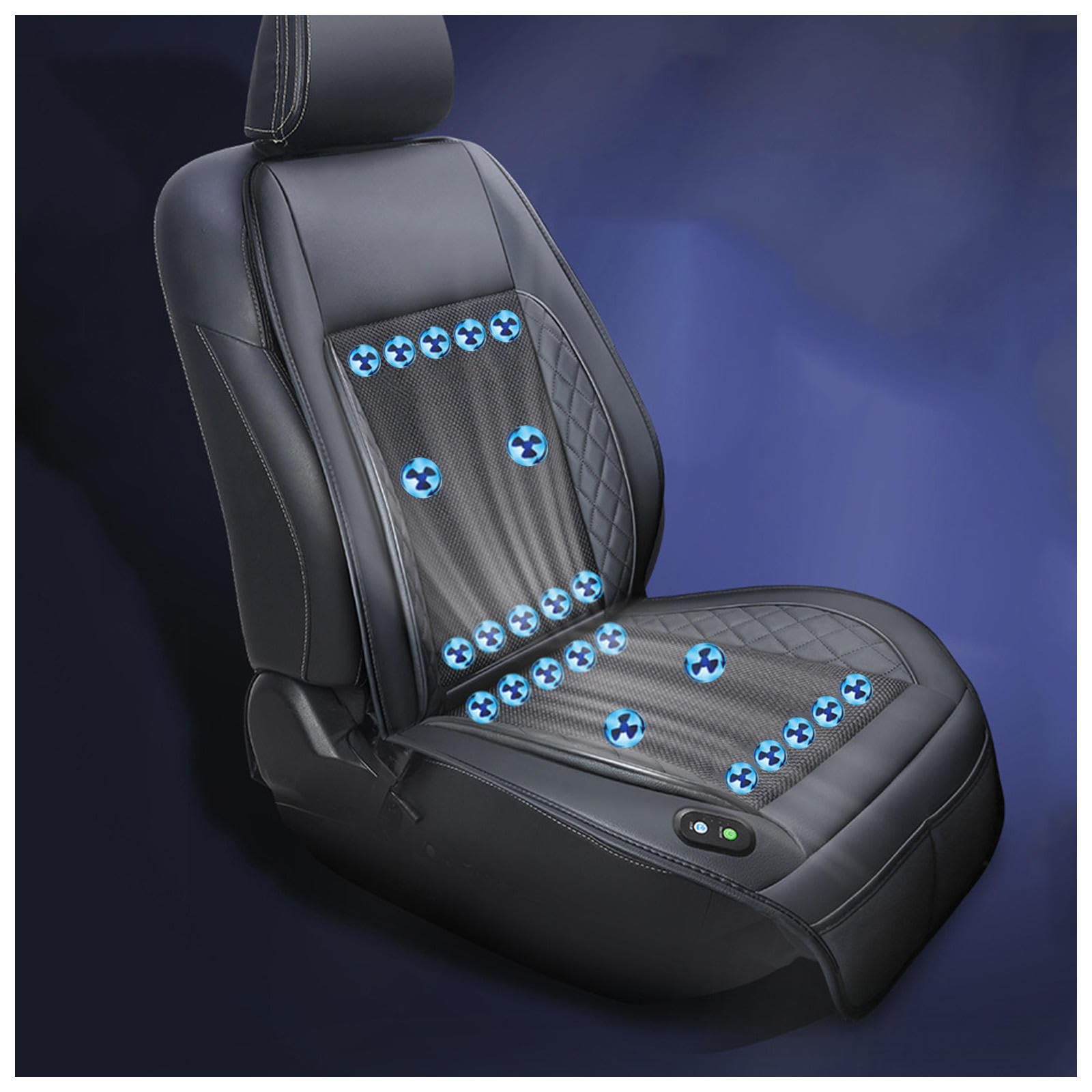 Coprisedile Ventilato con 24 Ventole, 3 Livelli Regolabili Sedile Ventilato Auto, Copri Sedili Auto Estivi per Viaggiatori, Conducenti Car,Black-24V