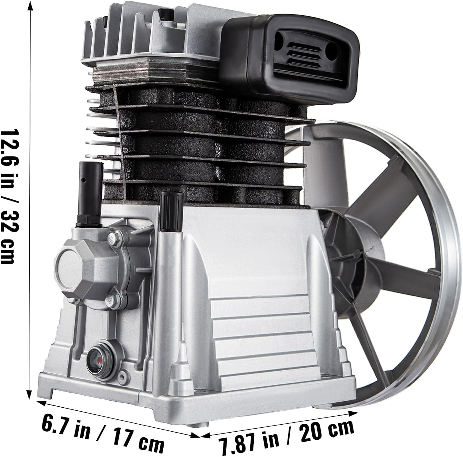 VEVOR Air Compressor Pump, 3HP 11 CFM, Industrial Compressor Head Pump Motor, 1300RPM High-Spped Single Stage Twin Cylinder Aluminum Air Compressor Head Piston Style Splash Lubrication Pump