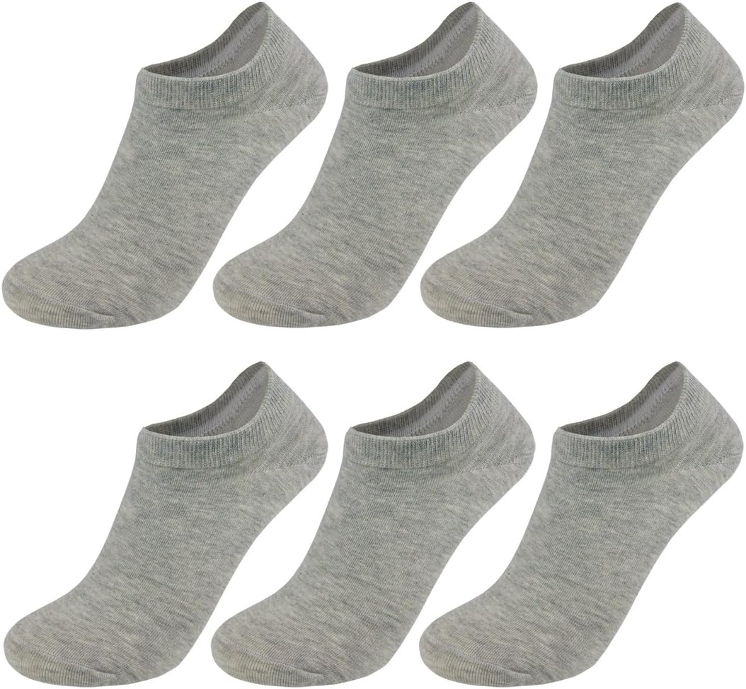 DULLEMIX Womens Low Cut Ankle Socks Combed Cotton No Show Casual Socks for Girl 6-Packs (Grey 6 Pairs)