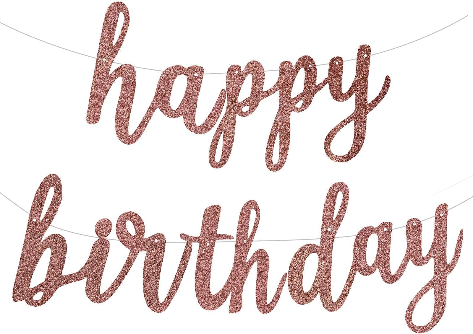 FECEDY Rose Gold Happy Birthday Alphabet Banner for Birthday Party Decorations