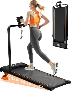 Lichico 5-Level Incline 0-12% Walking Pad, Foldable Under Desk Treadmill