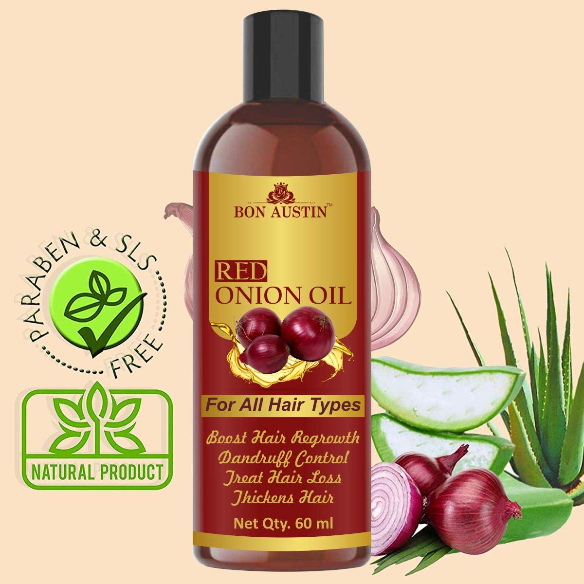 Bon Austin Red Onion oil Combo pack of 2 bottles of 60 ml(120 ml) 3