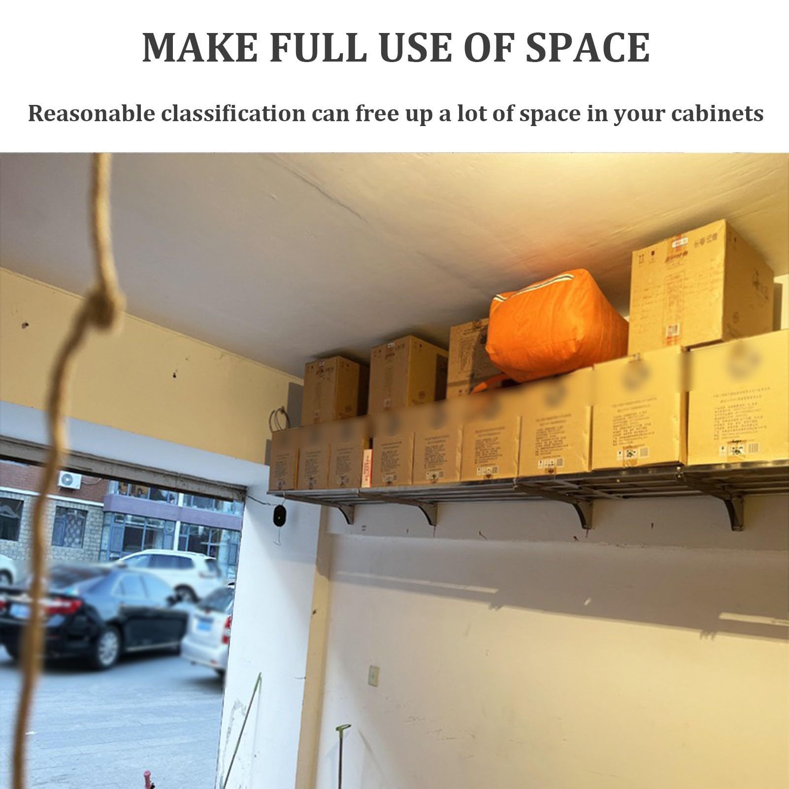 Mensola da parete resistente, robusta mensola galleggiante in metallo per garage, scaffale organizzativo ad alta capacità portante, capacità di carico 299,4 kg, per capanno degli attrezzi o negozio
