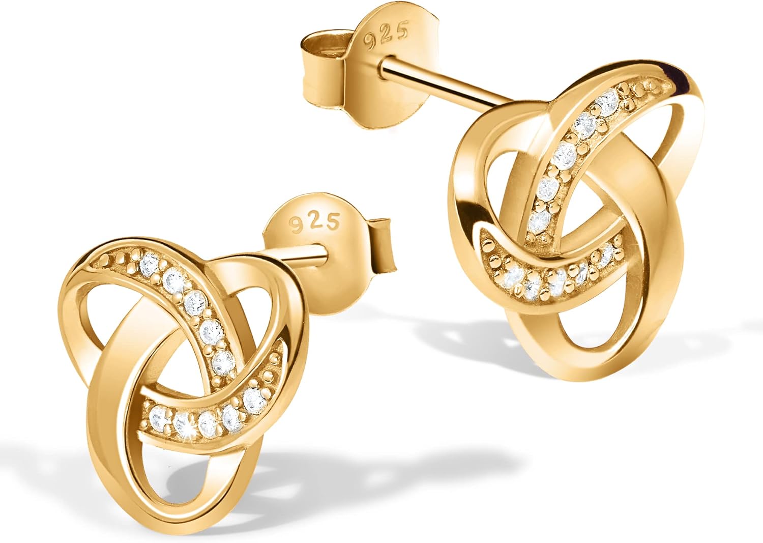 Chic Bijoux Knot Earrings for Women – With Round Cubic Zirconia stones and 925 Sterling Silver – Gift for Her Birthday, Rose Gold Jewelry