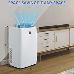 14,000 BTU Portable Air Conditioner, 4-in-1 AC with Cooling, Dehumidifier, Fan & Sleep Mode, Cools Rooms Up to 700 Sq.Ft, Quiet, 24H Timer, Remote, Window Kit, Mini Standing Floor AC, White