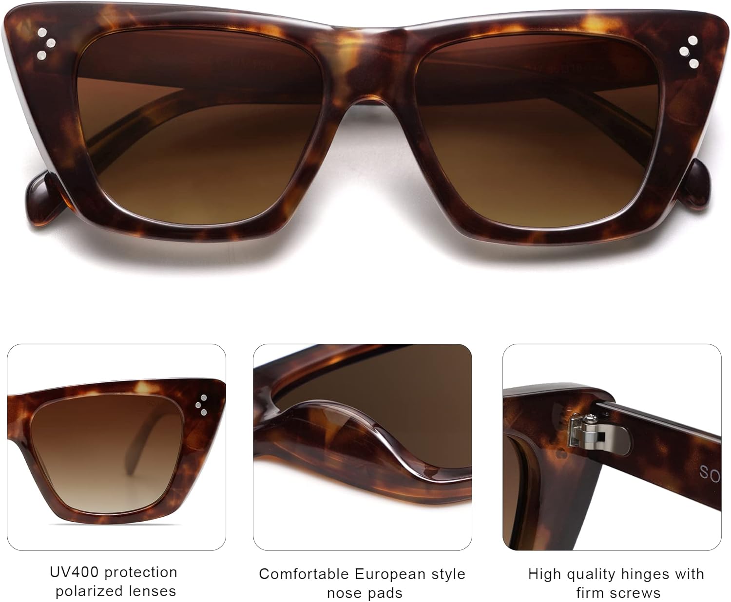 Miniatura 2 de SOJOS Gafas de sol polarizadas retro de moda ojo de gato para mujer lindas y elegantes UV400 Sunnies SJ2199