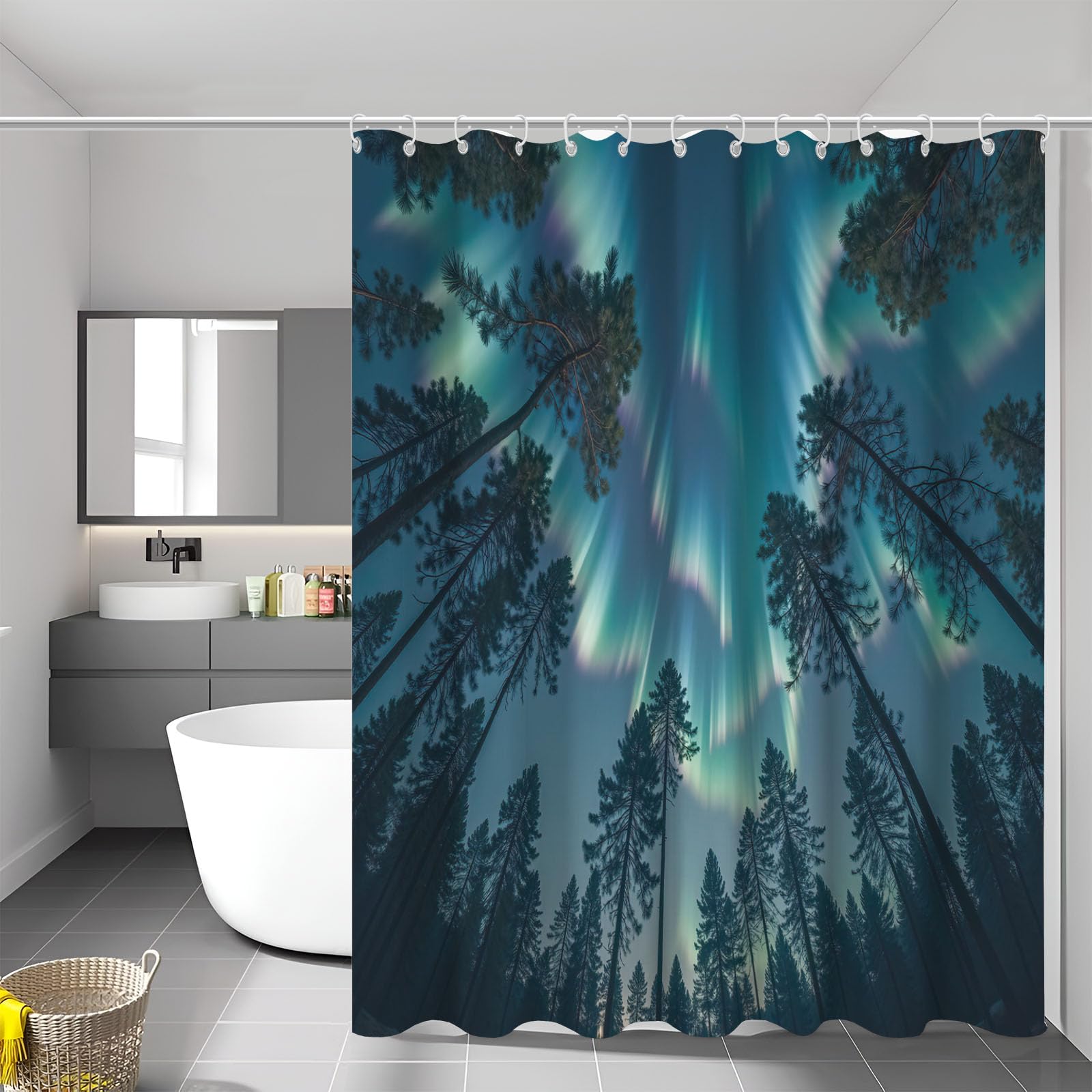 Rideau de douche forêt contre les éclaboussures et la moisissure de salle de bain