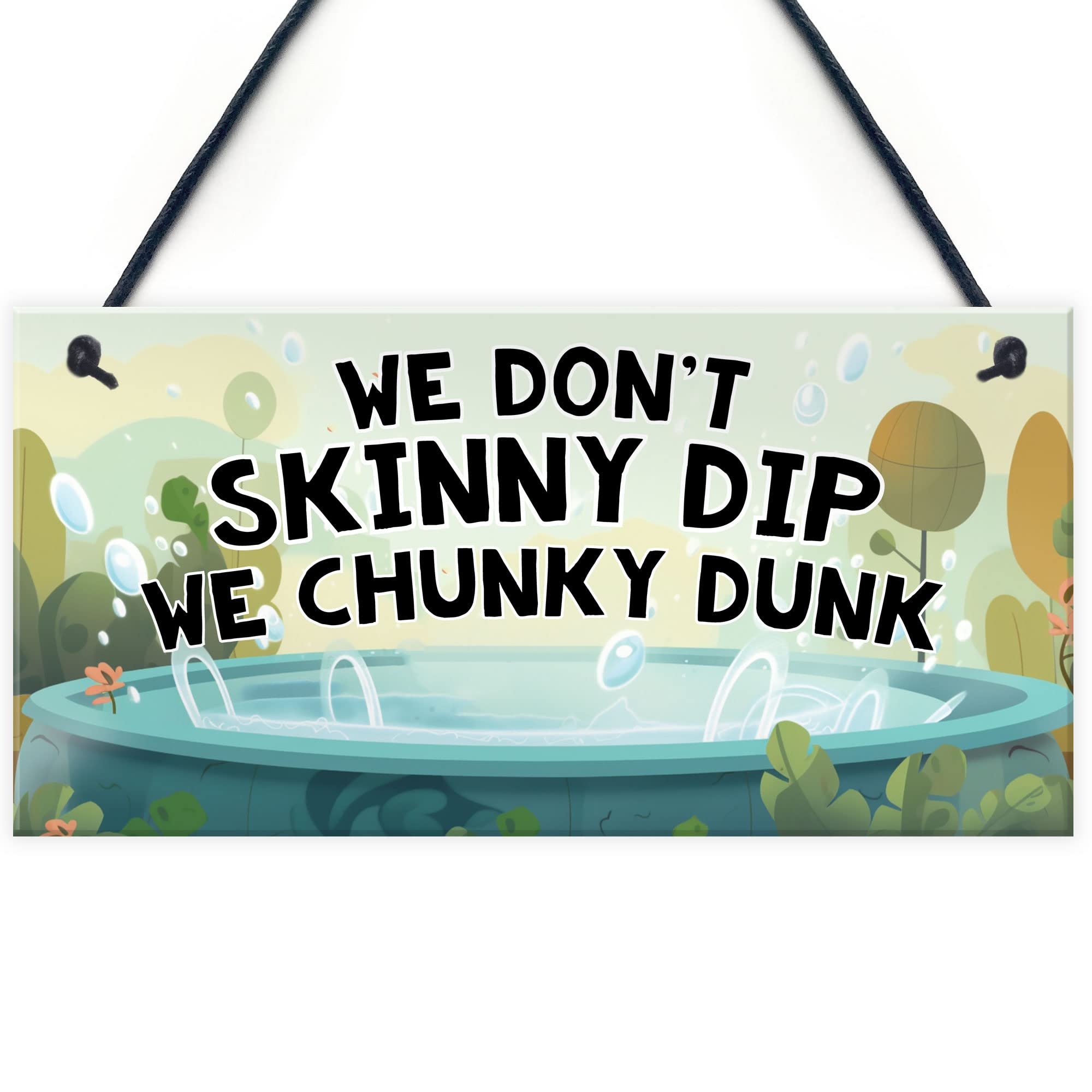Red Ocean Funny Hot Tub Novelty Sign - We Dont Skinny Dip - Hanging Hot Tub Decor Plaques - Garden Wall Sign For Hot Tub, Spa, Pool - Funny Home Decor Signs