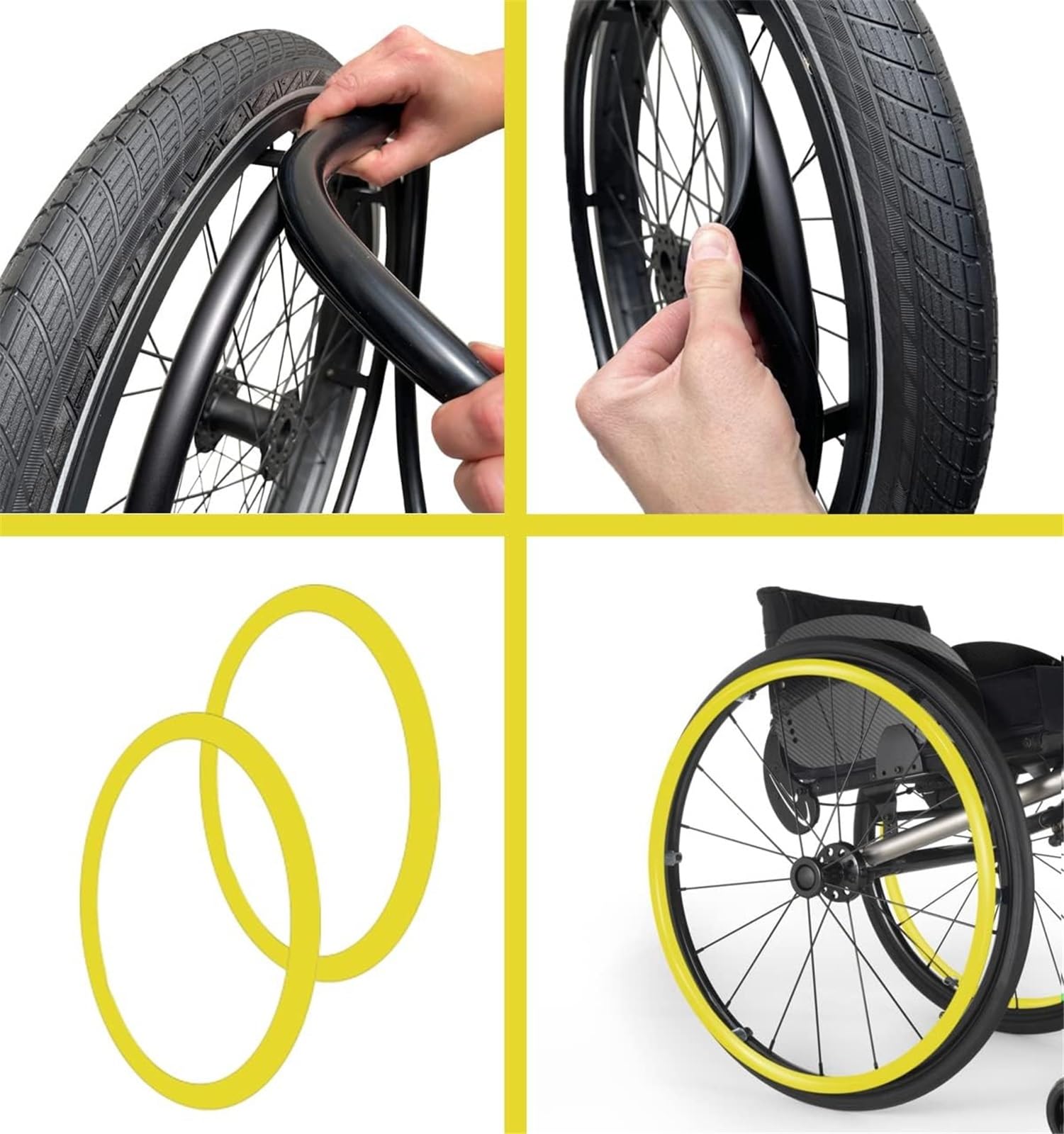 1 par de fundas para silla de ruedas, de silicona antideslizante y resistente al desgaste, de 22/24 pulgadas, para llanta de empuje, para rueda trasera deportiva, fácil instalación, para las cuatro es