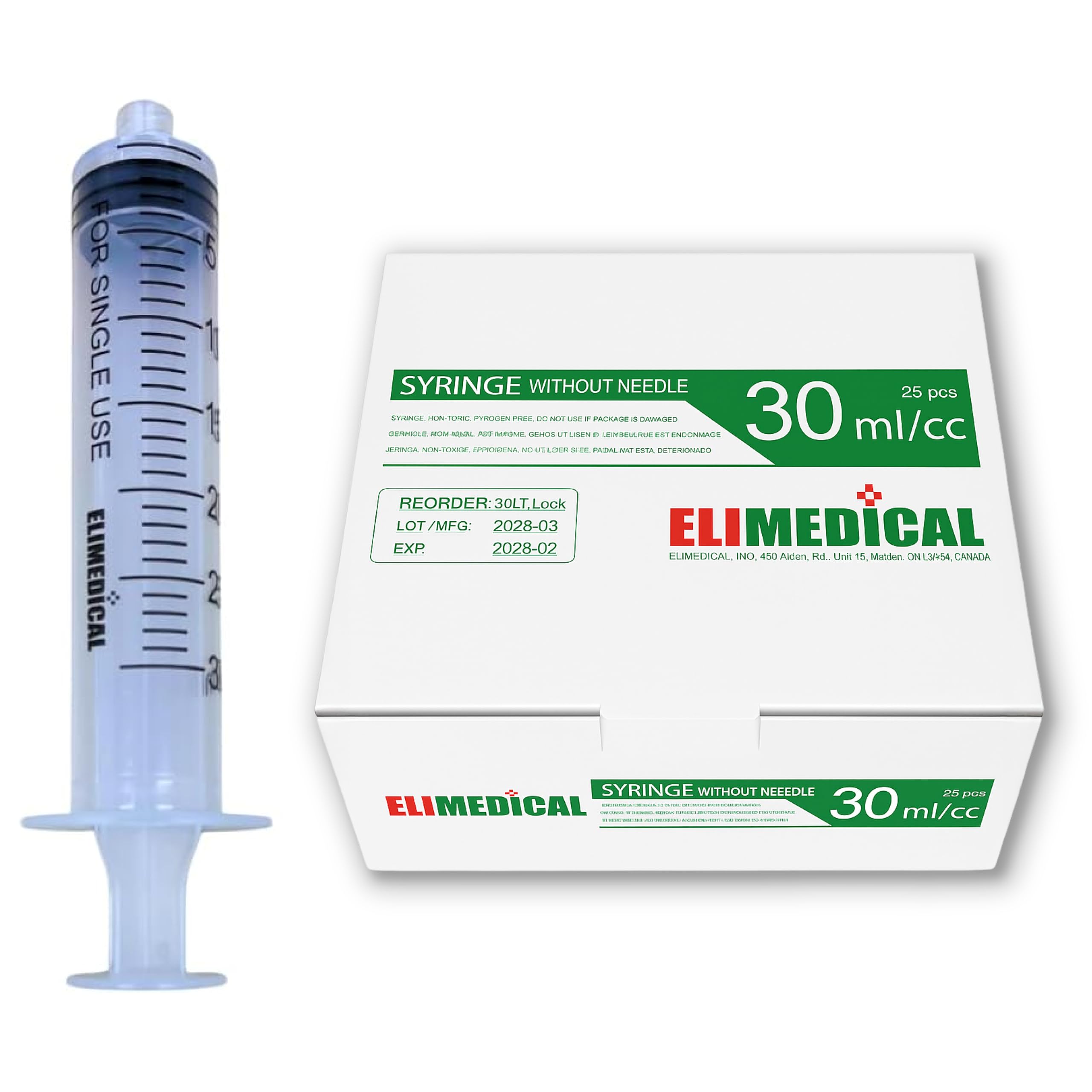 Veterinary Syringe Without Needle, Luer Lock 30cc 25pcs/box 30LT