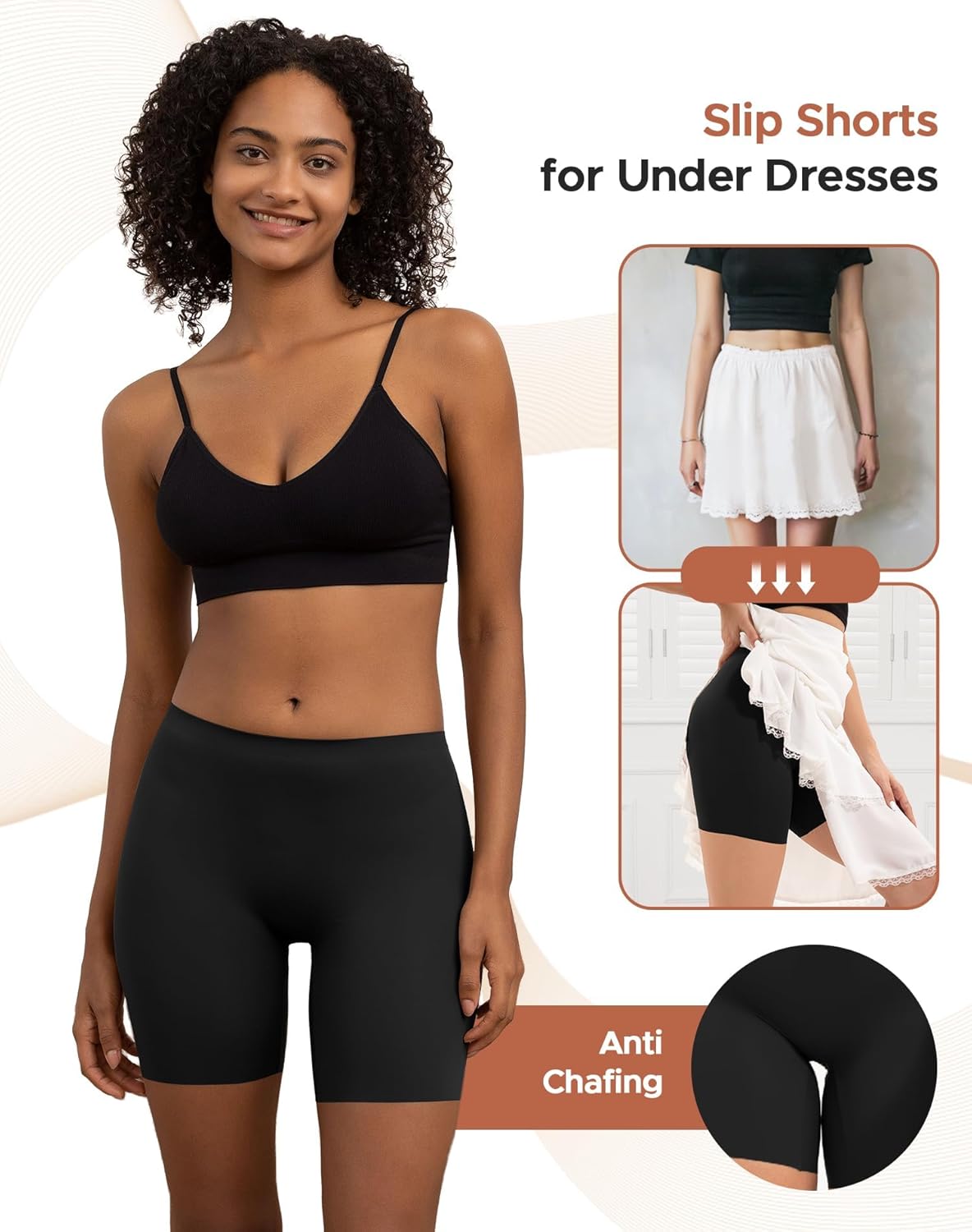INNERSY Women's Seamless Slip Shorts for Under Dresses Anti Chafing Cooling Boy Shorts 2-Pack - Image 3