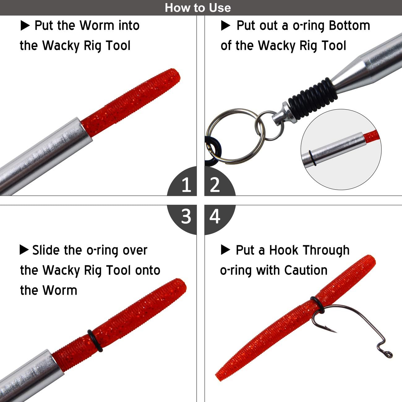 JSHANMEI Wacky Rig Worm Kit, Wacky Rig Tool, Wacky O-Rings, Wacky Jig Hooks, Plastic Soft Worms Baits Fishing Lures Tackle Kit : Sports & Outdoors