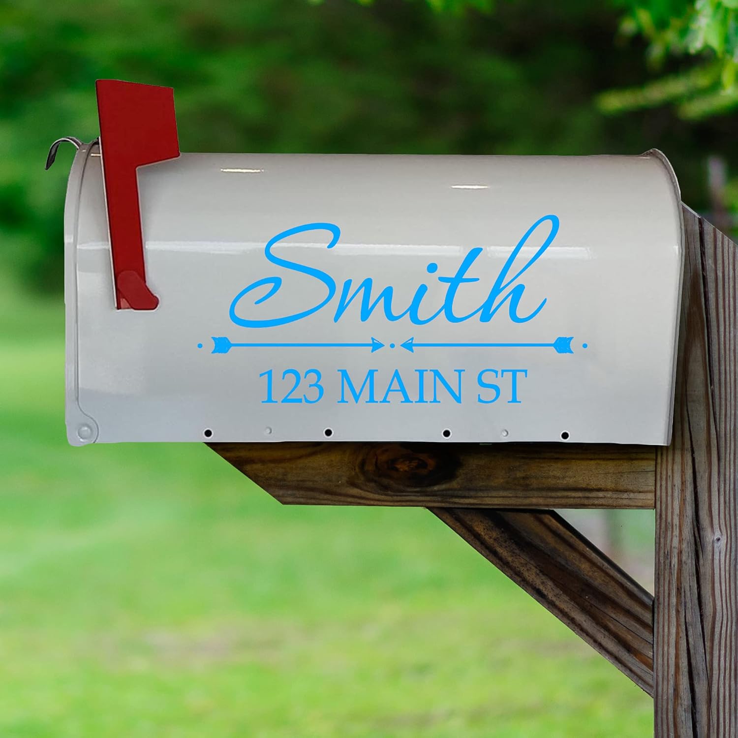 VWAQ Mailbox Custom Name Decal Personalized Mailbox Address Vinyl Sticker - TTC17 (White)