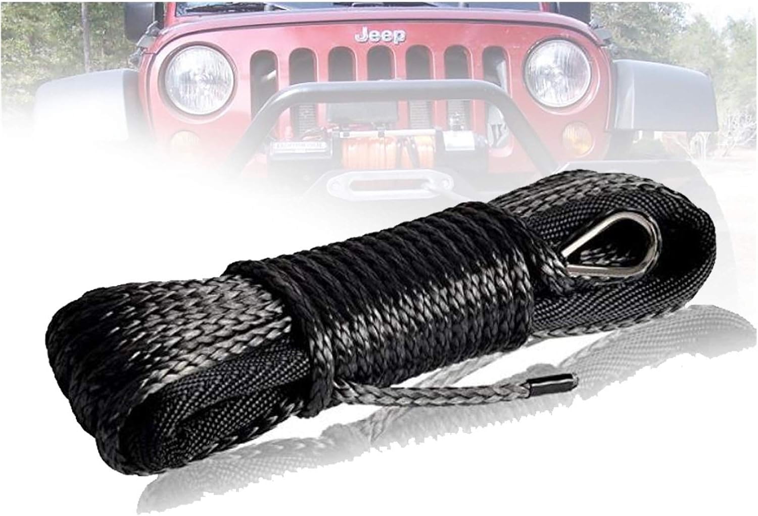 牽引ロープ シースカーアクセサリーが付いている5mm X 35m合成ウィンチラインロープ オフロードトラクションリカバリー用 Color Name Gray 高級感