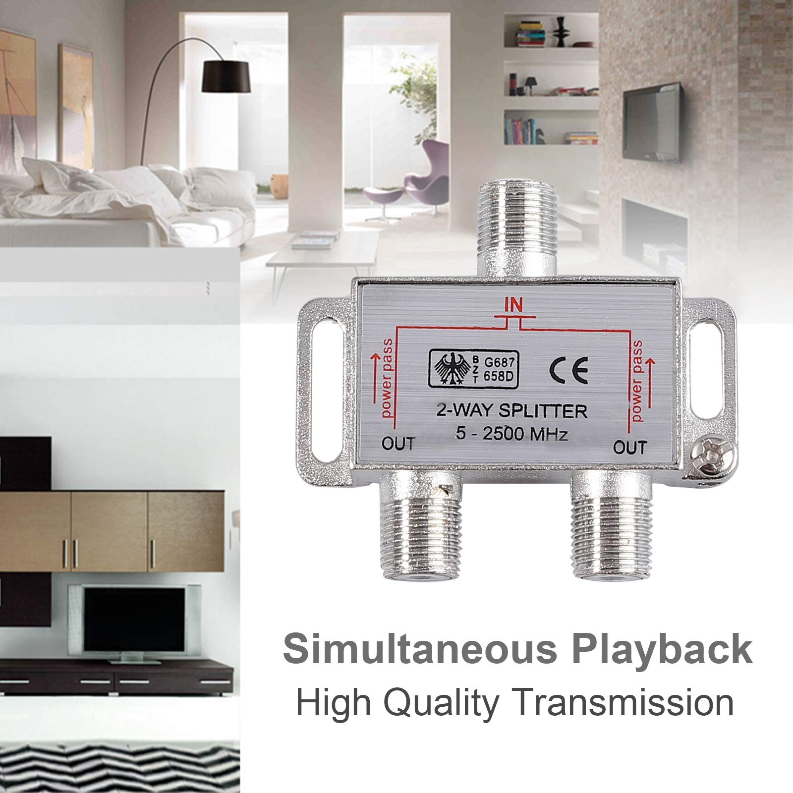 Neoteck 2 Way Sky Cable Splitter Satellite TV Aerial Cable Splitter Kit