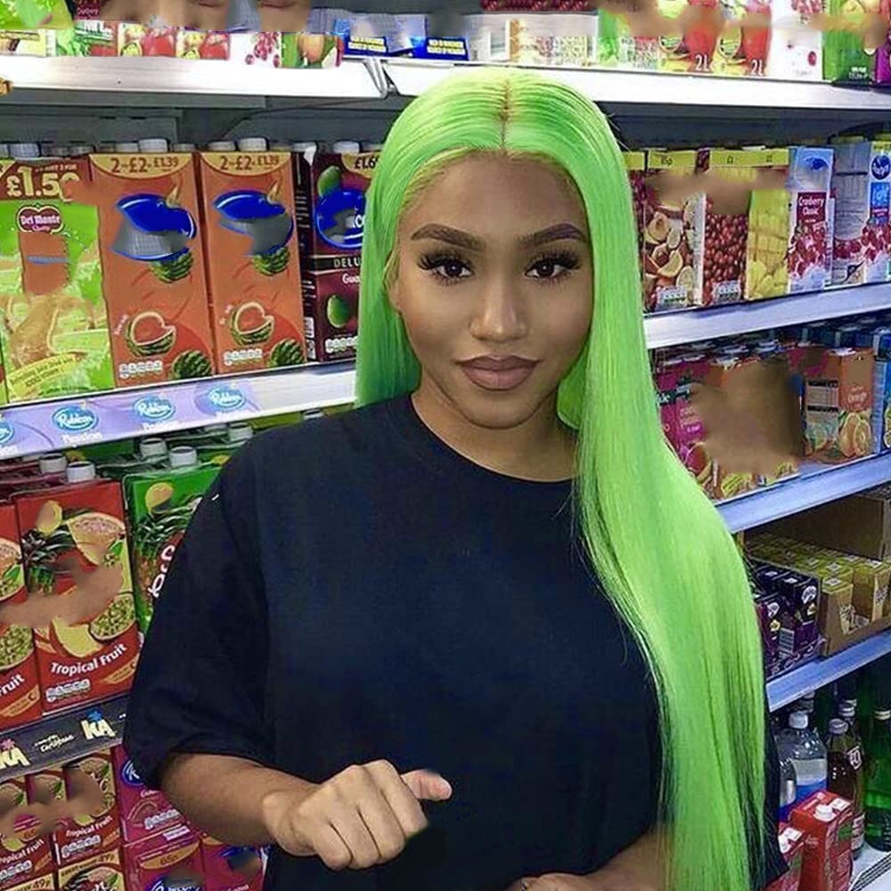 Missyvan Light Green Straight Synthetic Wigs Long Hair No Lace Wig Heat Resistant Fiber Hair for Woman Natural Hair Line