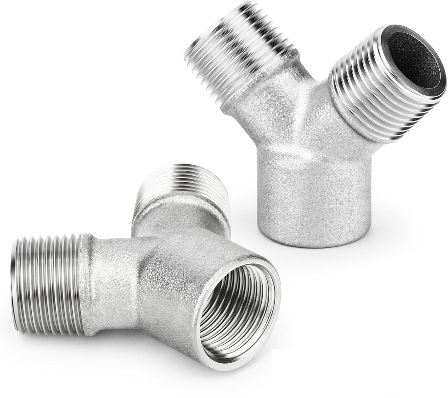 2 piezas de convertidor junta en forma Y, 3/8, rosca fundida acero inoxidable 304, conector tuerca acoplamiento 3 vías