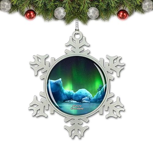 Aurora Glacier Groenlandia Dinamarca Adorno de Navidad Decoración de árbol de cristal Metal Recuerdo Regalo