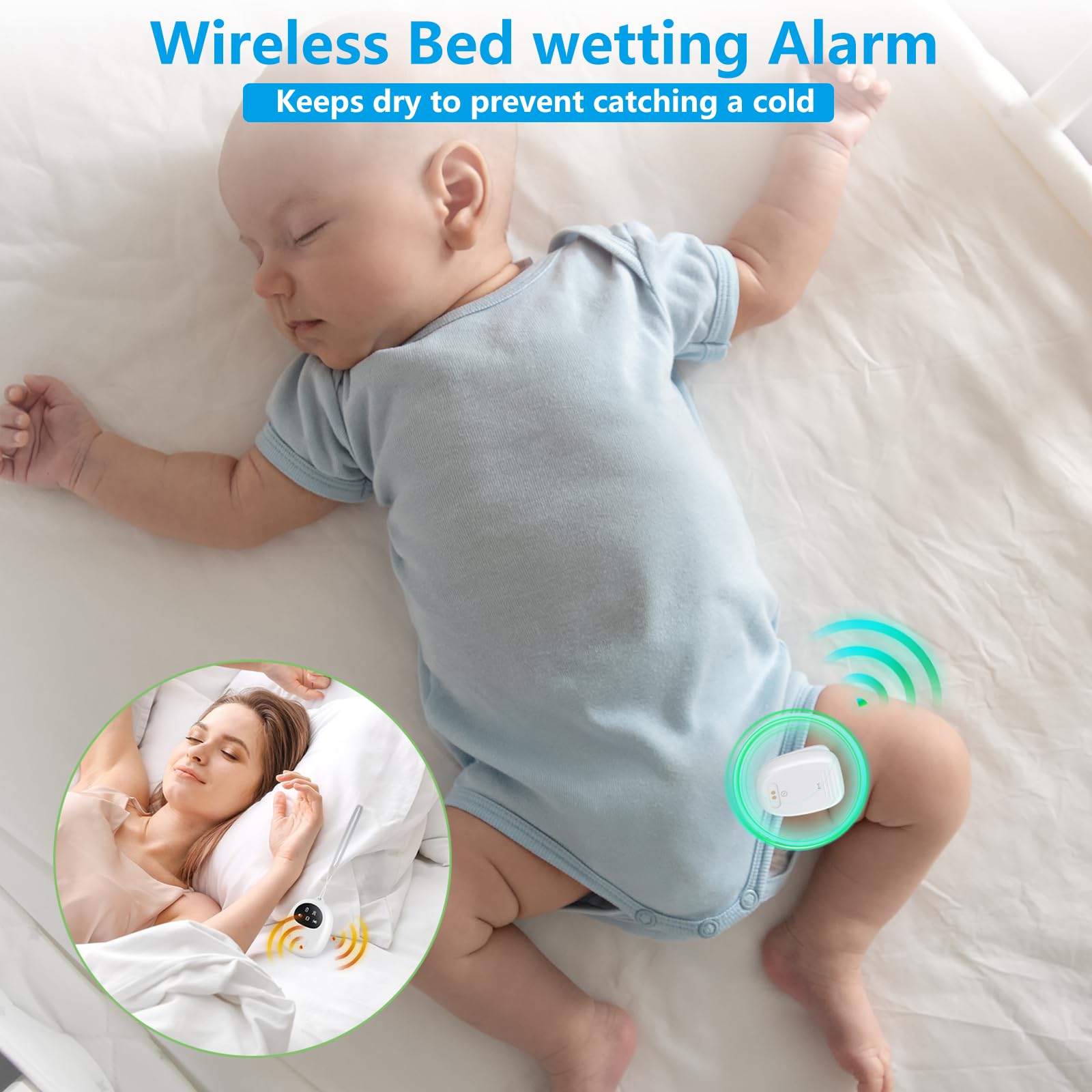 Allarme senza fili per bambini, bianco, ricarica USB, allarme per vasino notturno