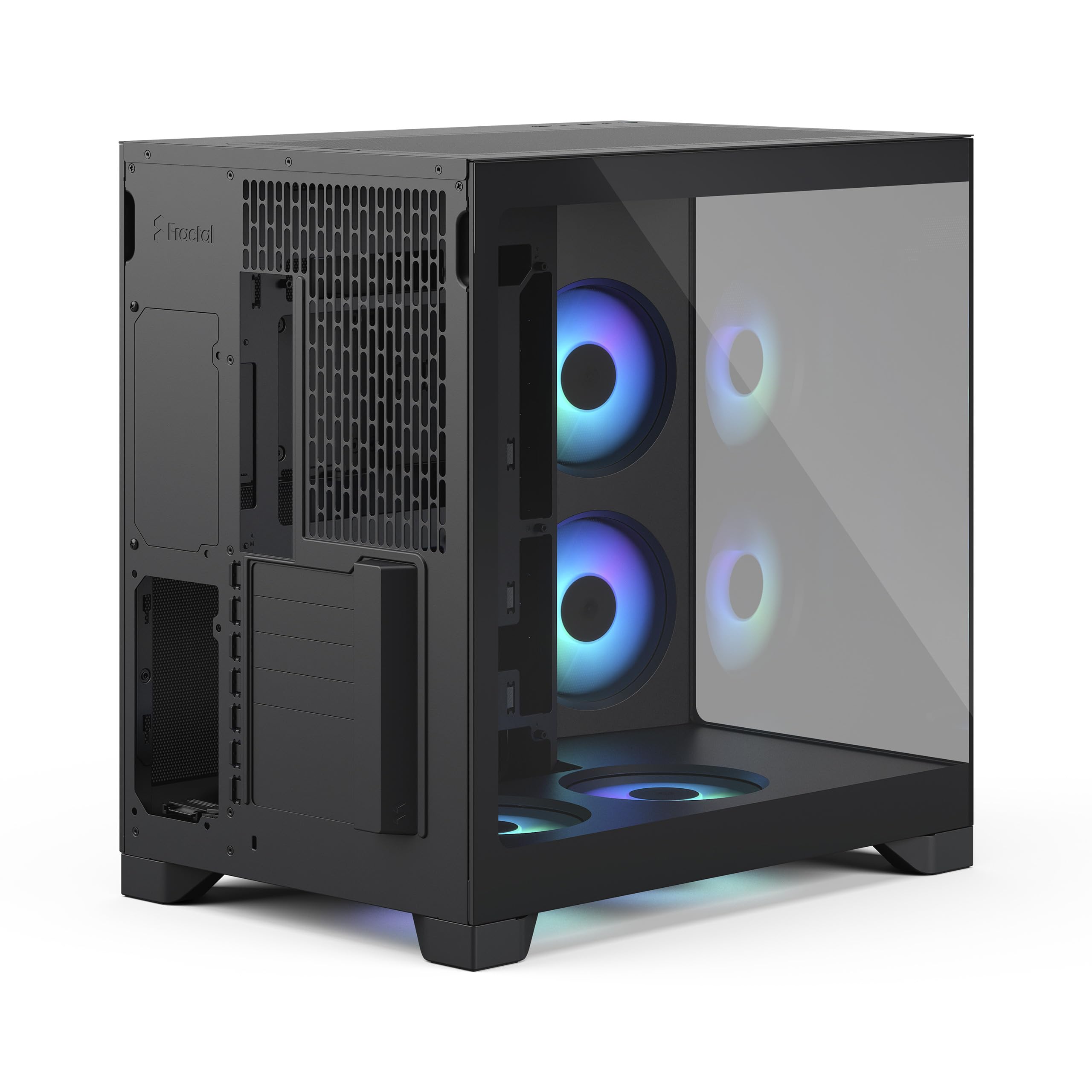 Fractal Design Pop 2 Vision Black RGB PC‑Gaming‑Gehäuse mit Panoramaglas – Dual‑Kammer‑Design – 4 RGB‑Reverse‑Lüfter – ATX/E‑ATX/mATX/ITX