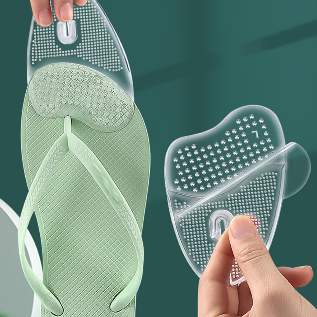 PATKAW 3 Pairs Self-Adhesive Thong Sandals Foot Pads Non-Slip Metatarsal Cushions Ball of Foot Inserts for Flip-Flops and Open Toe Shoes