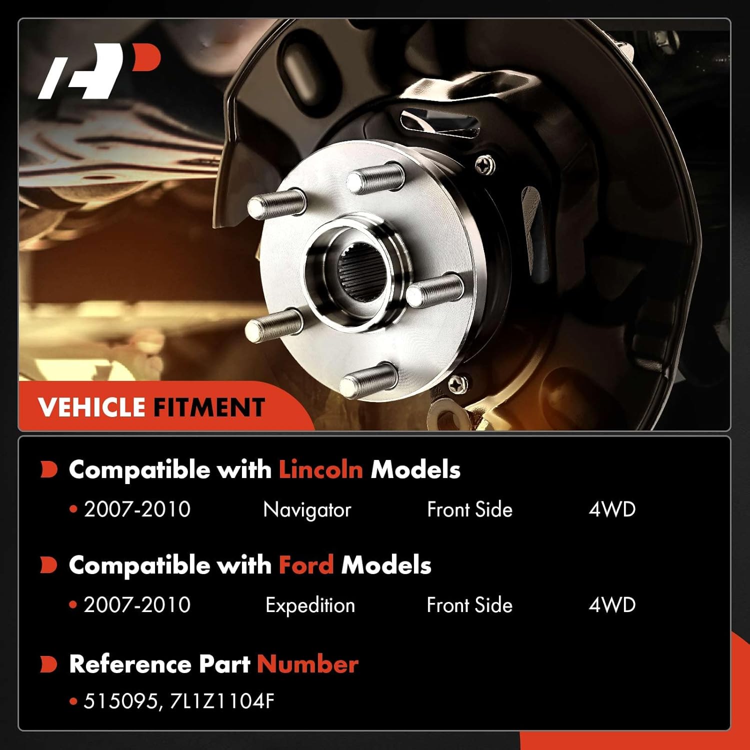 A-Premium Front Wheel Bearing and Hub Assembly with ABS & 6-Lug Compatible with Ford Expedition 2007-2010 & Lincoln Navigator 2007-2010, 4WD Only