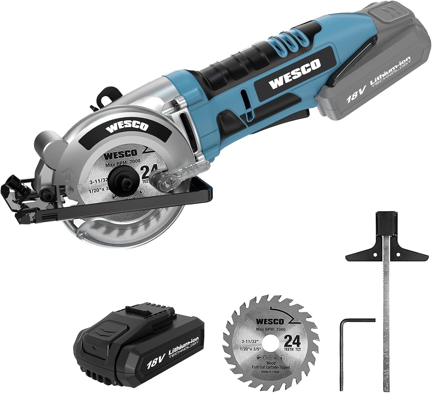 Cordless Mini Circular Saw, WESCO 20V 