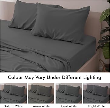 King Bed Sheet Set (Dark Grey) – Soft Brushed Microfiber Bedding with Flat Sheet, Fitted Sheet & Pillowcases – Deep Pocket, Fade Resistant, Easy Care