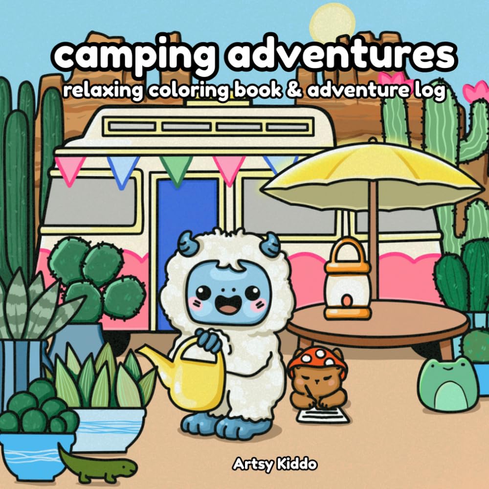 Camping Adventures of Yeti and Chipmunk: Cozy and relaxing Coloring book for Kids and Adults with Campfire Recipes and Adventure Log