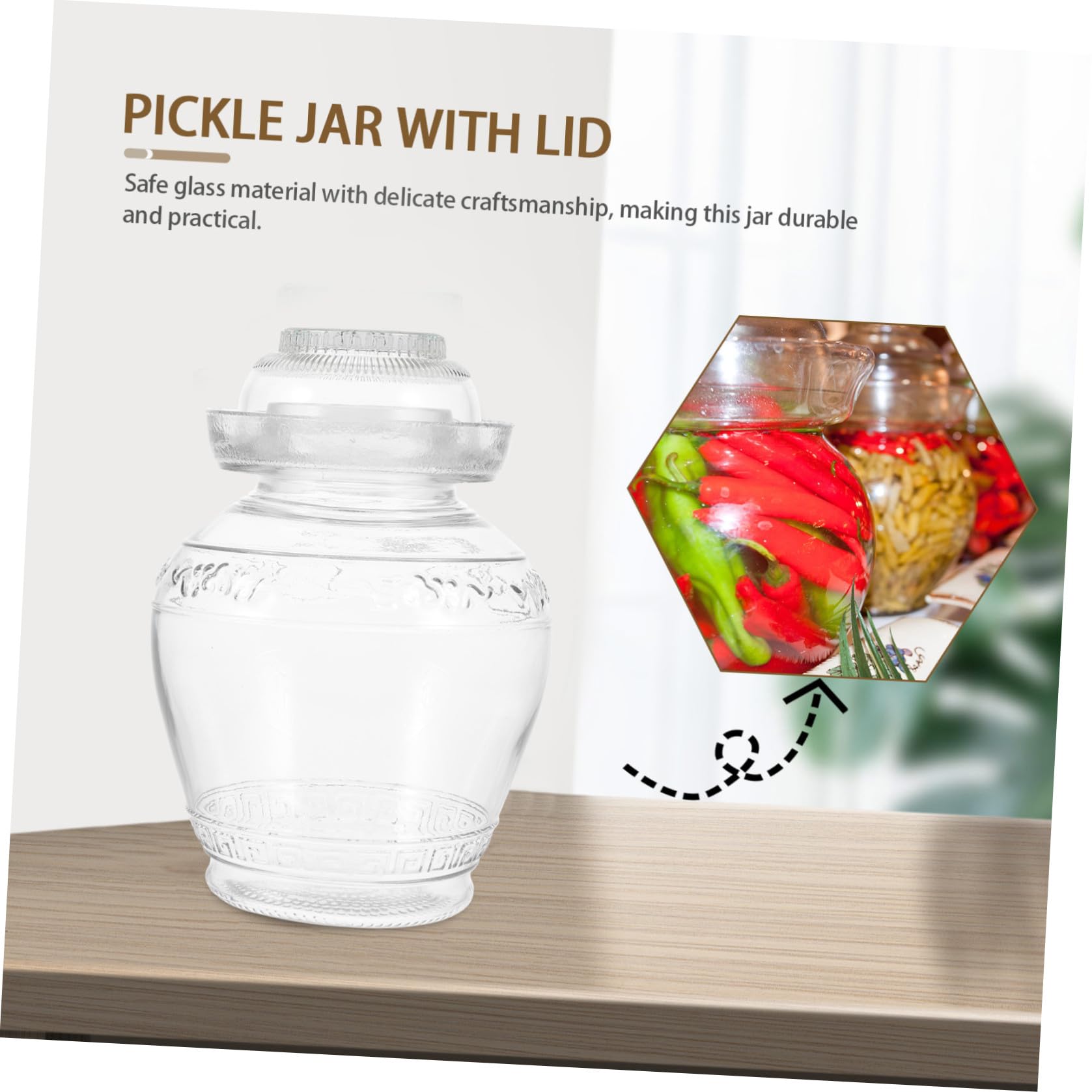 MAGICLULU Gärtopf Glas mit Wasserverschluss und Luftdichtem Deckel Lebensmittelechter Vorratsbehälter für Kimchi und Gemüse Geeignet für Küche und Einlegen