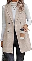IDEALSANXUN Women's Sleeveless Herringbone Tweed Long Vest Blazer Jacket - Fall Winter Cardigan Outerwear