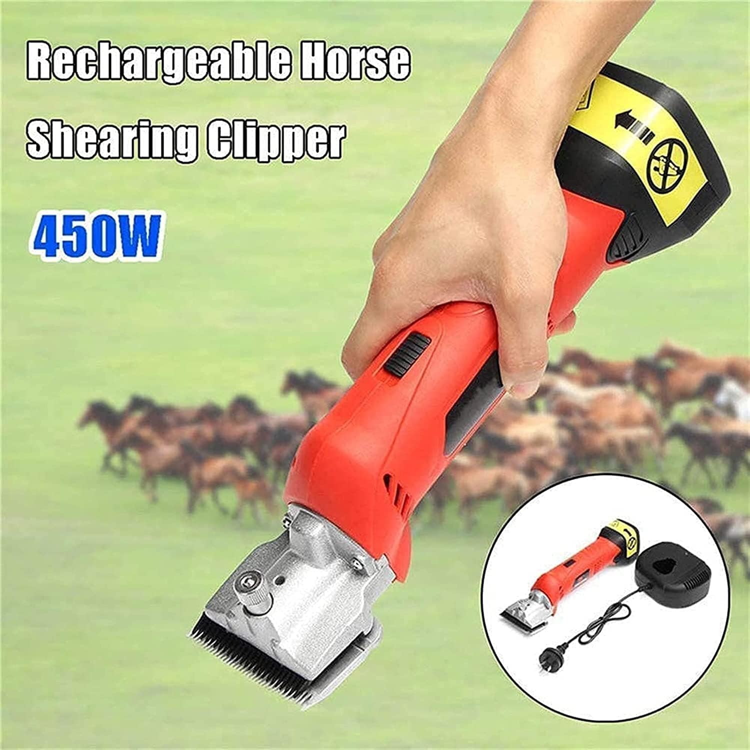 Professional Equine Trimmer, Cordless Rechargeable Horse Clipper