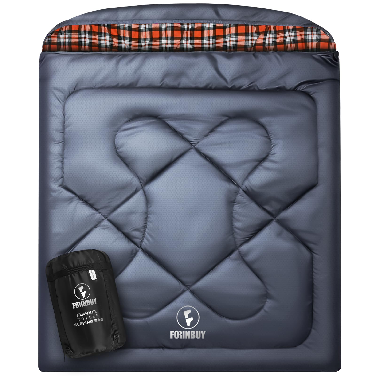 Podwójny śpiwór flanelowy dla dorosłych XL Queen Size śpiwór dla dwóch osób, wodoszczelny, na każdą porę roku, kemping, polowanie i obóz namiotowy, dla 2 osób na zimną pogodę i ciepło