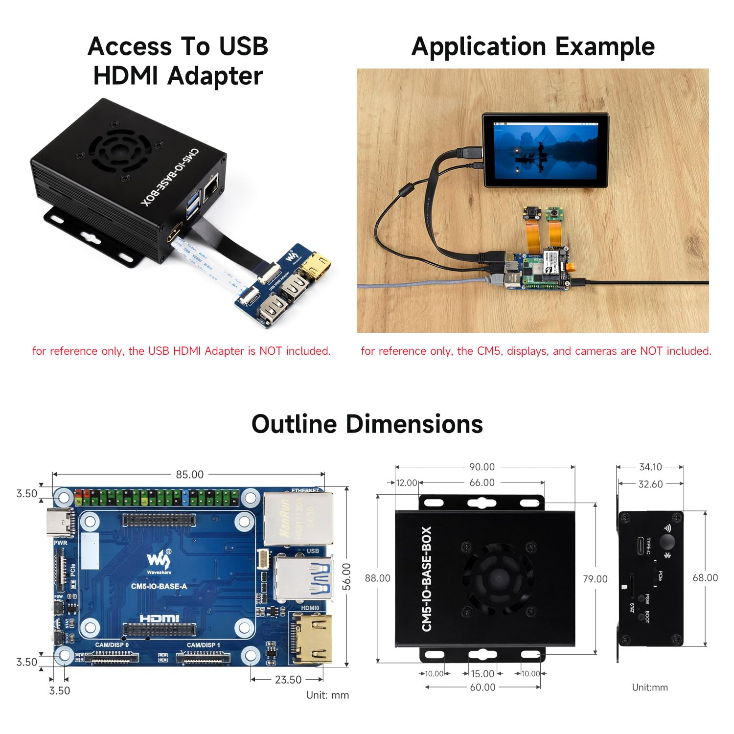 Waveshare CM5 Mini Base Board (A) Compatible with Raspberry Pi Compute Module 5 Lite/eMMC Series, Suitable for Evaluating The Raspberry Pi CM5 Or Being Integrated Into End Products