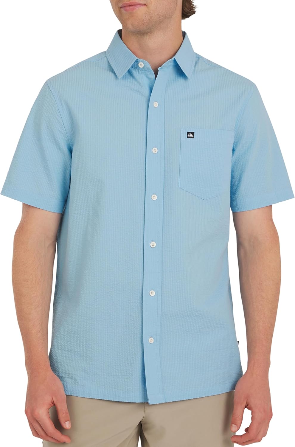 Quiksilver Men's Regular Fit Premium Cotton Short Sleeve Button Down Seersucker Shirt