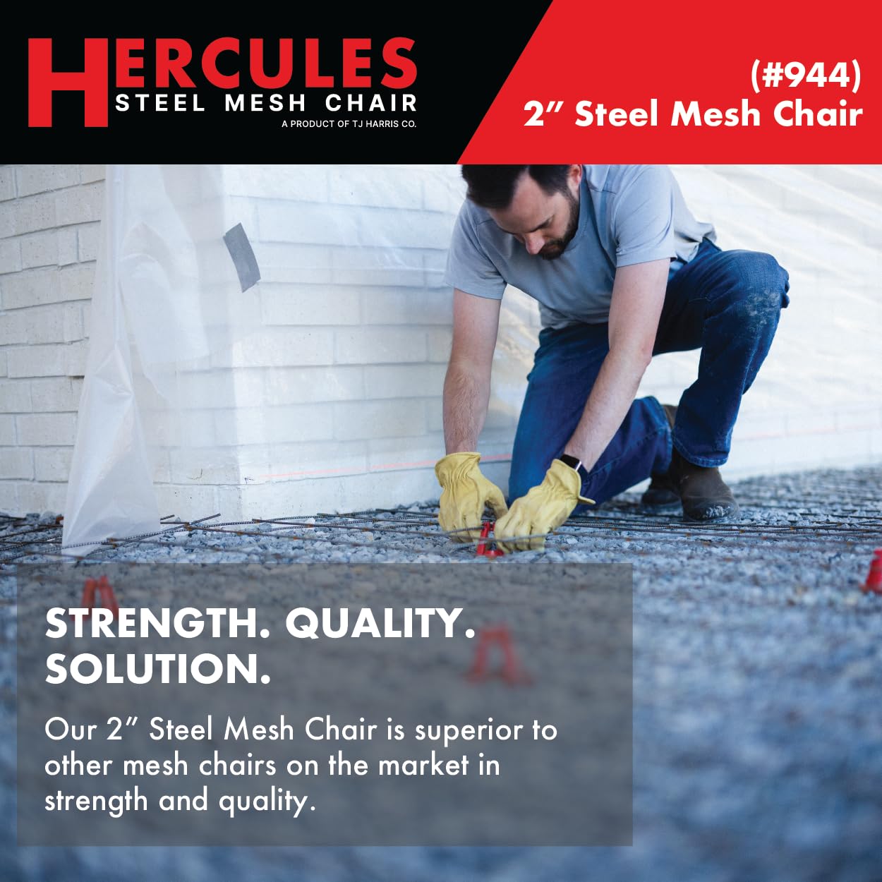 Hercules 2" Steel Mesh Chair - (50 Count) Superior Strength & Quality Concrete Snap Wire Mesh Chair for 6, 8, &10 Ga. Wire (50, 2” Wire/Steel Mesh Chair)