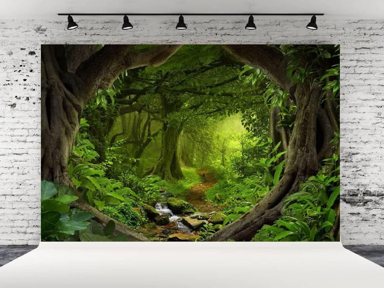 WaW 2.7x1.8m Green Fabric Photography Backdrop Forest Floral Arch Background Wedding Photo Booth Backdrops