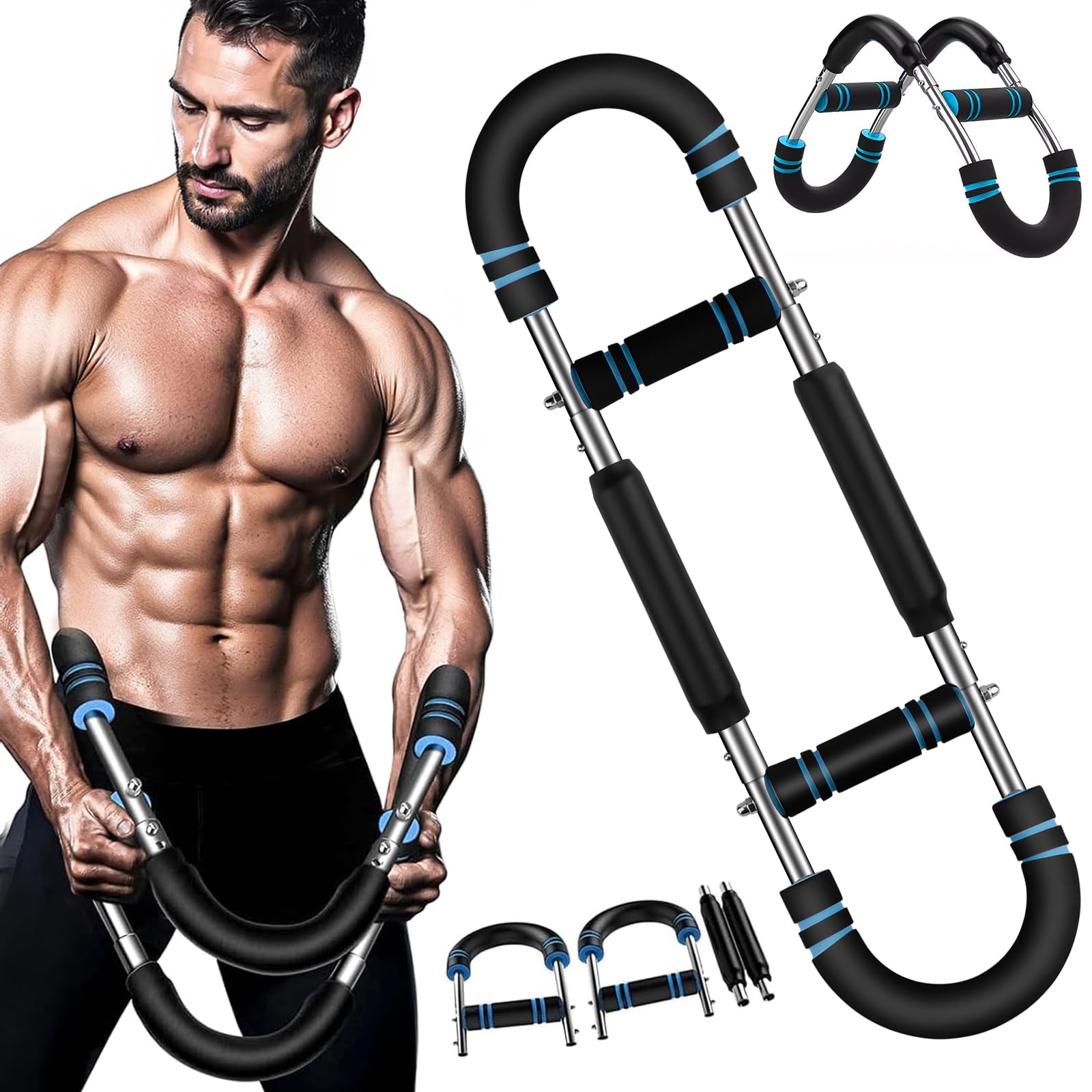 Musculation Bras Torsadés Réglable 66 à 110 lbs, Pectoraux Musculation Détachable, Musculation Avant Bras,Extenseur de Poitrine pour Lexercice des Epaules, Bras et Poitrine
