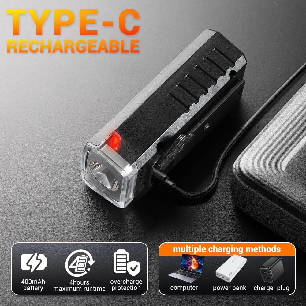 VICTGOAL Cycle Light Type-C Rechargeable Front Light for Cycle Waterproof High Bright Anti-Glare Bicycle Light with 3 Lighting Modes for Night Riding (Black) 1