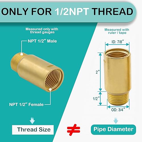 Miniatura 10 de (2 pcs) Brass Pipe Adapter Plumbing, G Thread 12" Male to NPT Thread 12" Male Pipe Fitting Adapter, Seamless and Leakproof (2.5" Length)